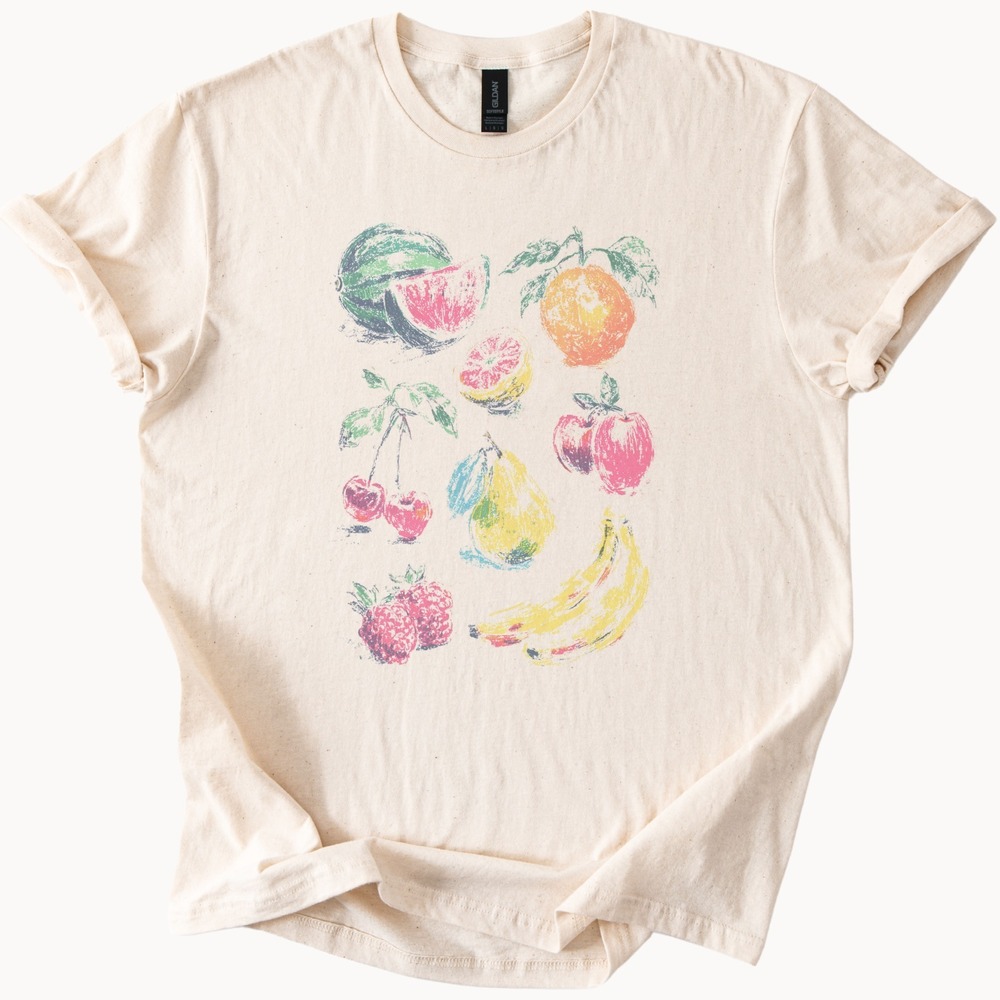 Sketched Fruit Collection Graphic Tee Fresh Artistic Design